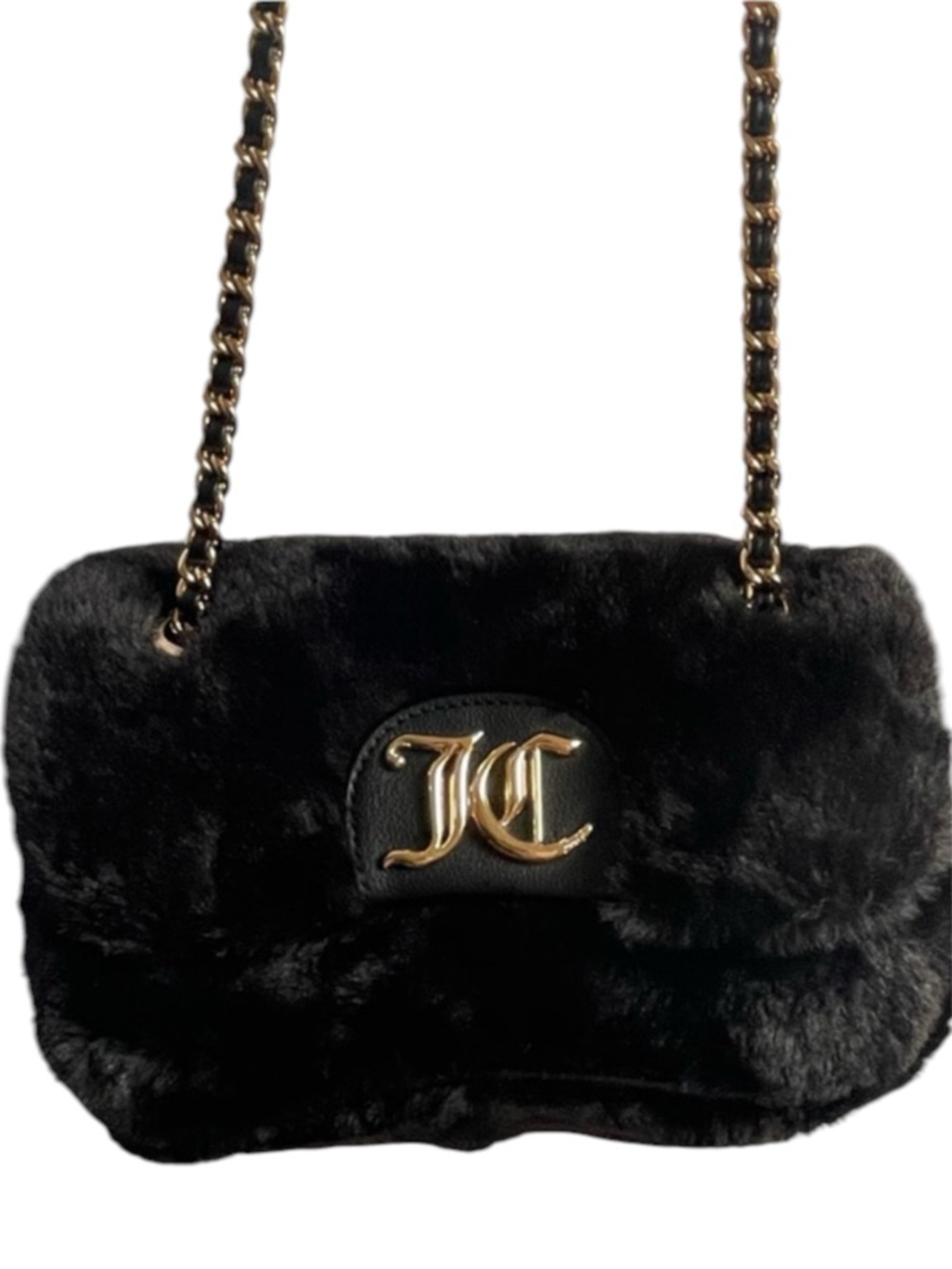 Juicy Couture Fashion Vibe Shoulder Crossbody Bag Y2K Black Fluffy**
